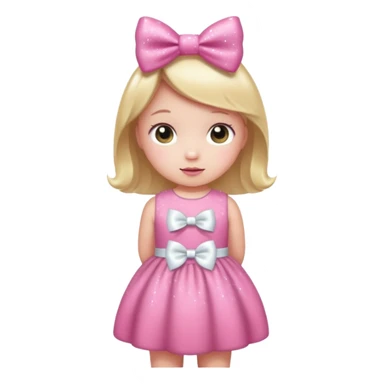 baby Pink also white bow with sparkles  sticker