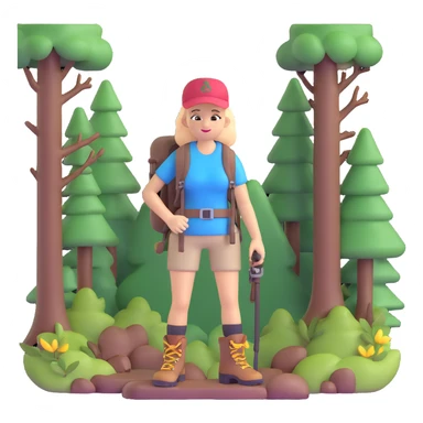 Outdoorsy woman with hiking boots and forest background, Melissa Backwoods sticker