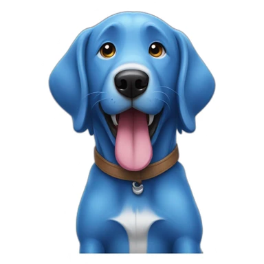 a blue dog with his tongue sticking out sticker
