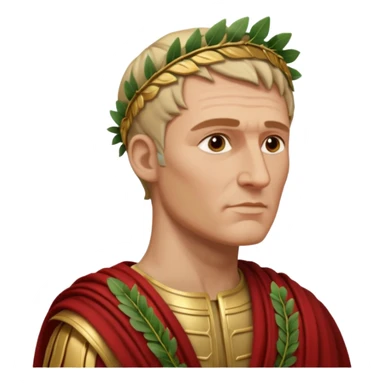 Julius Caesar as an emoji, side profile, laurel wreath, Roman attire sticker