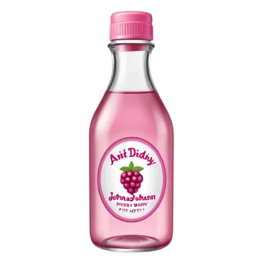 realistic Johnson and Johnson style bottle pink cap pink logo clear bottle with aint no party like a berry party written on the logo with diddy oil and a berry on top bottle sticker