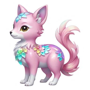 Multicolored sparkly marble Sakura shiny ethereal pastel iridescent light pale cute adorable pretty feminine elegant realistic floral exotic Falvie-Fionbri-fursona, full body sticker