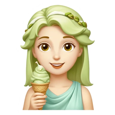 happy Athena eating pistachio ice cream sticker
