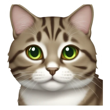 brown gray white tabby cat green eyes sticker