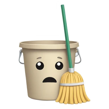 Flat mop and beige bucket sticker