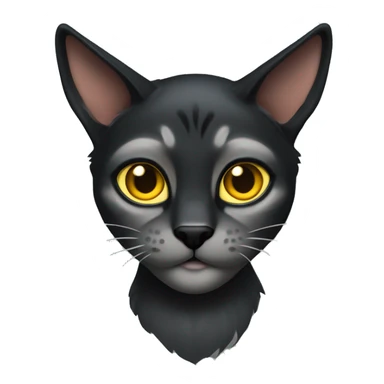Pointed black ears like lynx sleek solid black furred cat full body yellow eyes  sticker