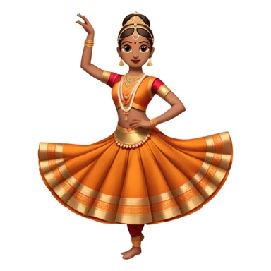 cinematic-realistic-bharatanatyam-dance-emoji,-depicted-as-an-elegant-classical-indian-dance-performance-with-graceful-poses,-intricate-costumes,-and-expressive-hand-gestures,-rendered-with-rich-textures-and-warm-dramatic-lighting, single dancer sticker