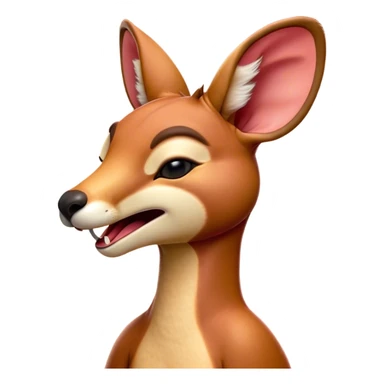 Cinematic Cute Yawning Adult Red Kangaroo Portrait Emoji, Head tilted slightly with a dramatic, wide-open yawn, showcasing a sturdy, reddish form with a distinct red kangaroo-shaped head, a relaxed elongated snout, and sleepy, half-closed eyes, Simplified yet irresistibly adorable features, highly detailed, glowing with a soft, cozy outback glow, high shine, relaxed yet expressive, stylized with a dash of whimsical charm, soft glowing outline, capturing the essence of a drowsy yet affectionate kangaroo that appears ready to stretch and yawn its way out of the screen! sticker