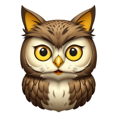 A owl with a cat head sticker