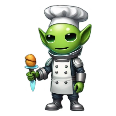 alien chef scifi roguelike rpg style inspired by slay the spire digital art sticker
