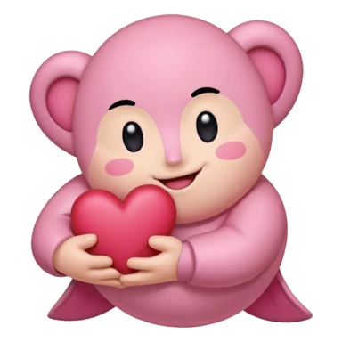 create a chibi sticker of Kirby smiling with a heart in his hands sticker
