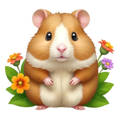 Icon for Hamster and Guinea Pig: A portrait-style collage with a fluffy hamster with soft fur, looking curious, and a friendly guinea pig with long, smooth fur, both on a soft green background with flowers and soft light. Transparent background. sticker