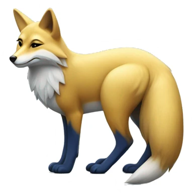 A blue fox with golden sending a kiss sticker