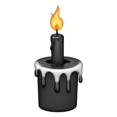 Minimalist emoji-style sticker of a candle with a broken or melted top and rising black smoke. No flame. Matte style. sticker