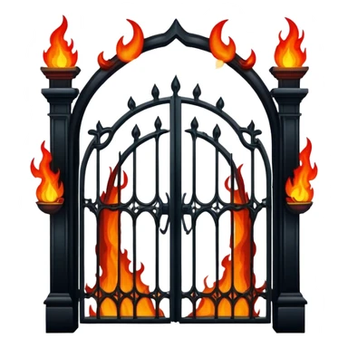 gates of hell with flames in the dark sticker