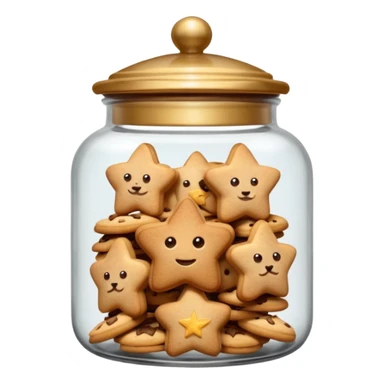 Realistic glass cookie jar with brown lid full of stars cookies sticker