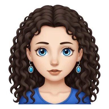 white girl, dark brown long slightly curly hair , skinni but with big breast , septum piercing on nose, beautiful dark gray-blue eyes, sticker