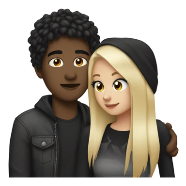 Emo couple hugging  guy with black hair girl with blonde hair sticker