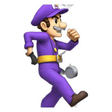 Waluigi hijacking a steam locomotive sticker