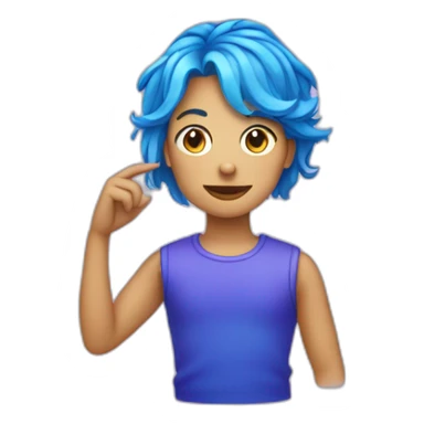 chat bleu avec des cheveux rouge et violet sticker