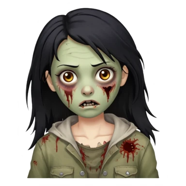 Uma mulher zombie de cabelo preto médio e olho castanho sticker
