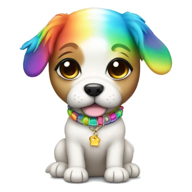 Chibi dog with rainbow accessories   sticker