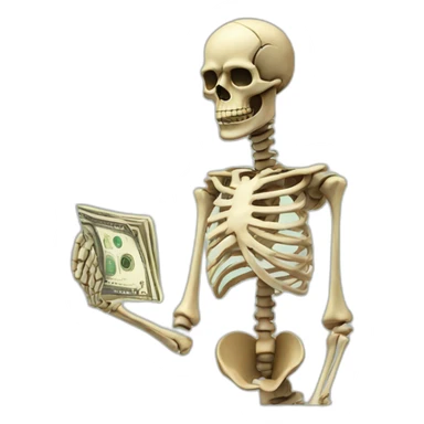 The skeleton gives money sticker
