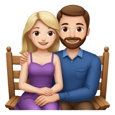A woman sitting on a man's lap in a wooden chair face to face sticker