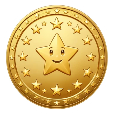 golden coin surrounded by sparkling stars sticker