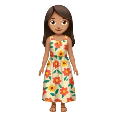 Can you make a girl with dark brown eyes with dark brown hair straight long hair with fully body  sticker