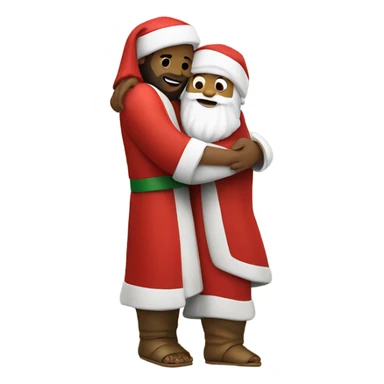 Jesus hugging Santa Claus  sticker