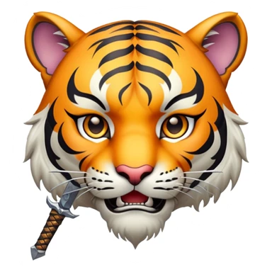 tiger face with sword fantasy game character for Twitch emote sticker