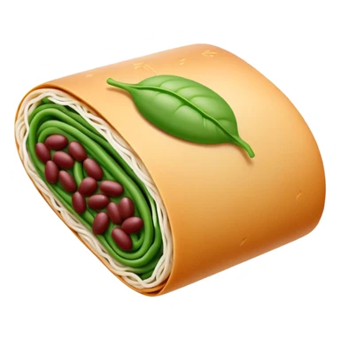 Chengdu Lvdagun green bean roll with red bean paste, simplified emoji style with bold outlines and bright colors, cartoon style Sichuan sweet snack sticker
