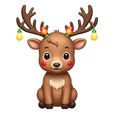 reindeer baby  cute, full body lights whire aropund his head sticker