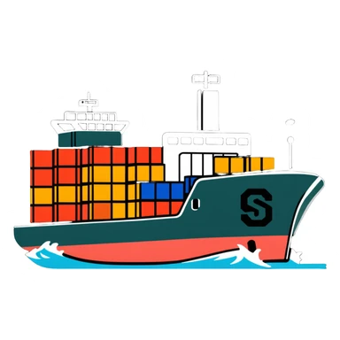 Cargo container ship in ocean sticker
