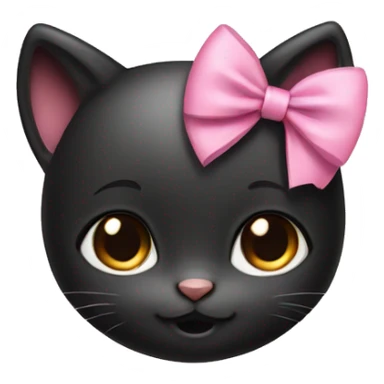 Cute black baby girl kitty with a small pink bow on her head sticker