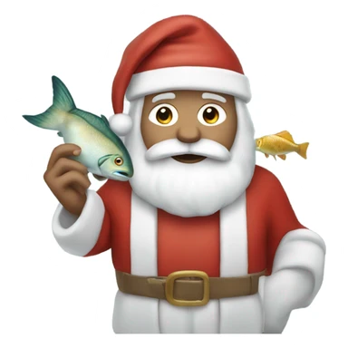 White Santa with fish in his hands  sticker