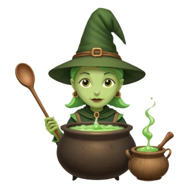green witch cooking potion sticker