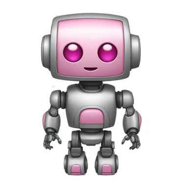 emoji robot gris y rosa simpático de cuerpo entero sticker