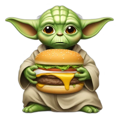 Yoda who ate a burger sticker