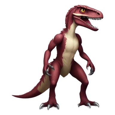 Maroon edgy badass velociraptor-Digimon, full body sticker