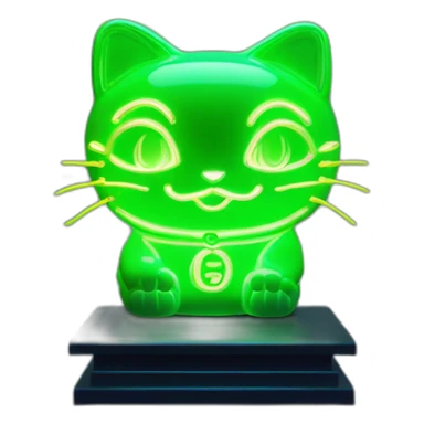 maneki neko 3d in the form of green neon sign sticker