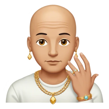 bald man with stylish jewelry sticker
