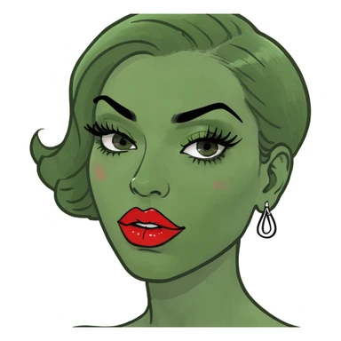 like a serving diva mug w the eyebrow up and puckered lips with red lipstick and lashes. She’s just serving face and diva sticker