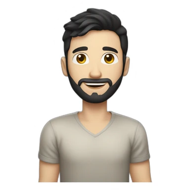 29 years old white skin man from spain with black hair, no beard, who loves apple company sticker