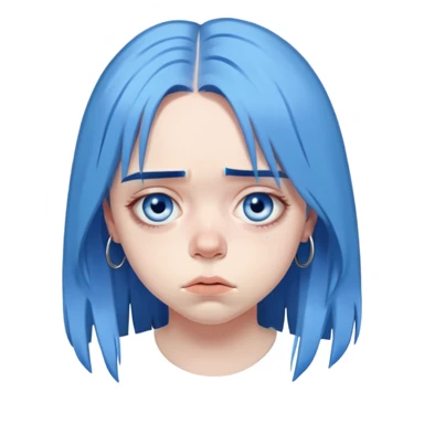 billie eilish blue hair sad look sticker
