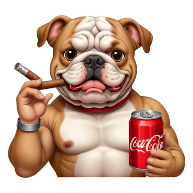 Bulldog with coke smoking a cigar sticker