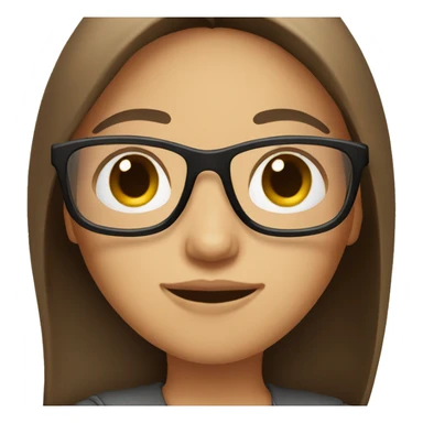 girl with long brown straight hair and black glasses sticker