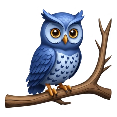 blue fat owl at the tree sticker