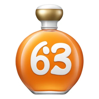 Orange perfume bottle with the number 62 in white color sticker